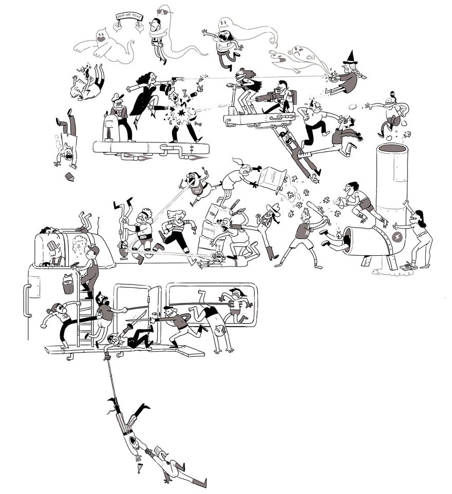 Artist Challenges Himself To Add One Character To Fight Scene A Day Until It Gets Too Big To Upload On Twitter