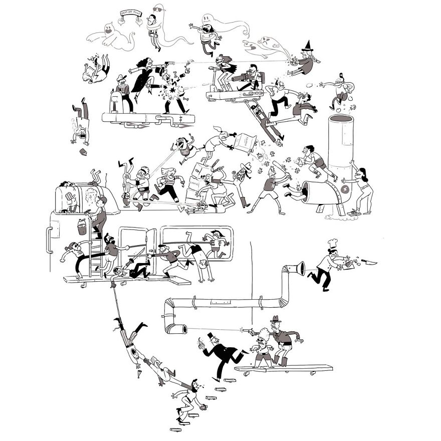 Artist Challenges Himself To Add One Character To Fight Scene A Day Until It Gets Too Big To Upload On Twitter