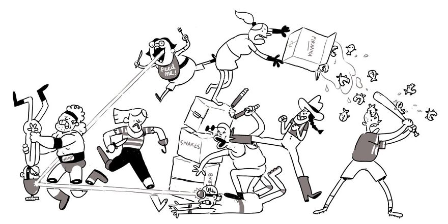 Artist Challenges Himself To Add One Character To Fight Scene A Day Until It Gets Too Big To Upload On Twitter