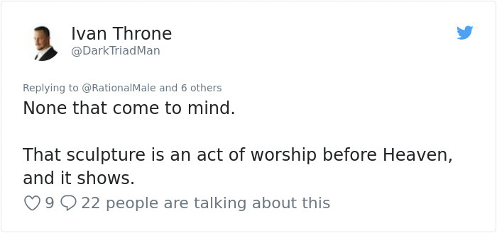 Sexist Man Says Only "Men Of The West" Can Create Such Amazing Sculpture, Gets Response He Doesn't Expect