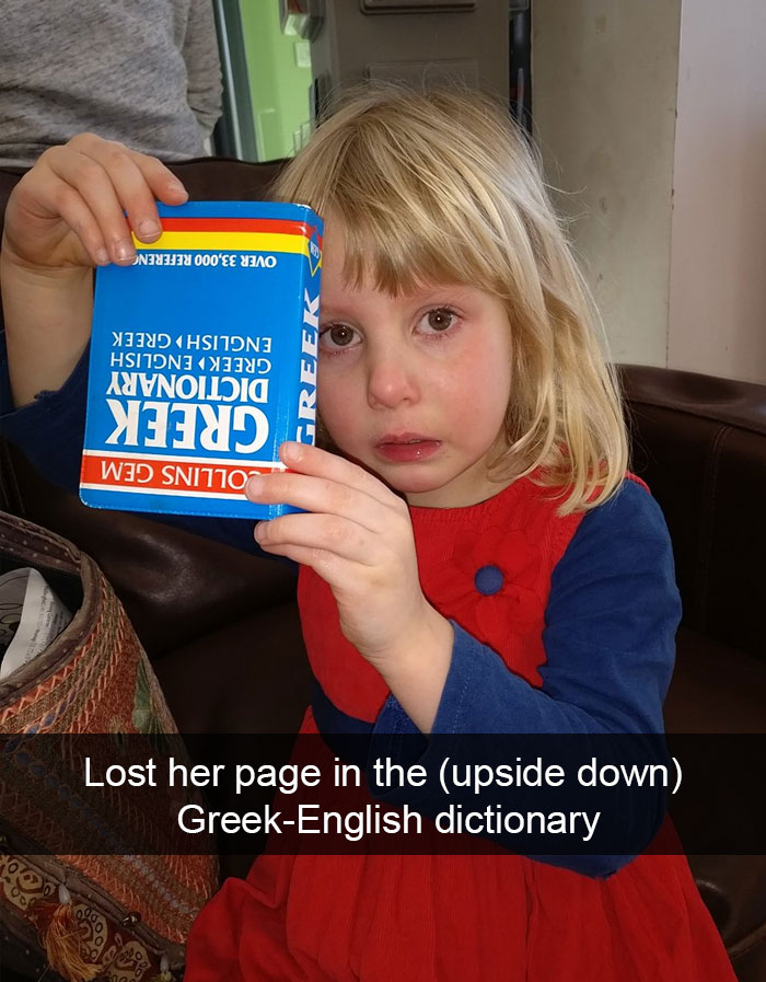 Lost Her Page In The (Upside Down) Greek-English Dictionary