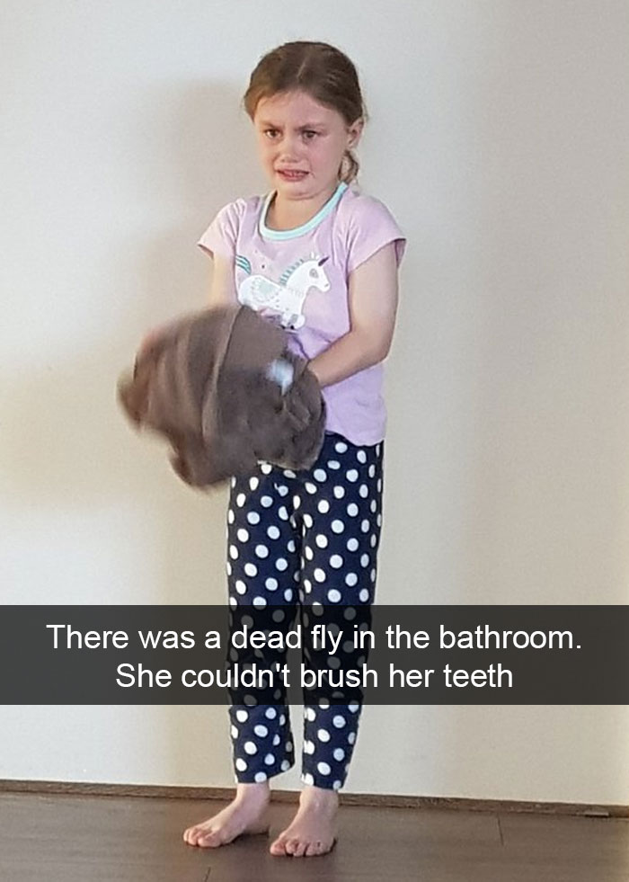 There Was A Dead Fly In The Bathroom. She Couldn't Brush Her Teeth