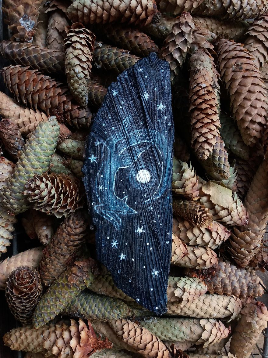 I Love To Paint On Wood Pieces Found During My Forest Wanderings.