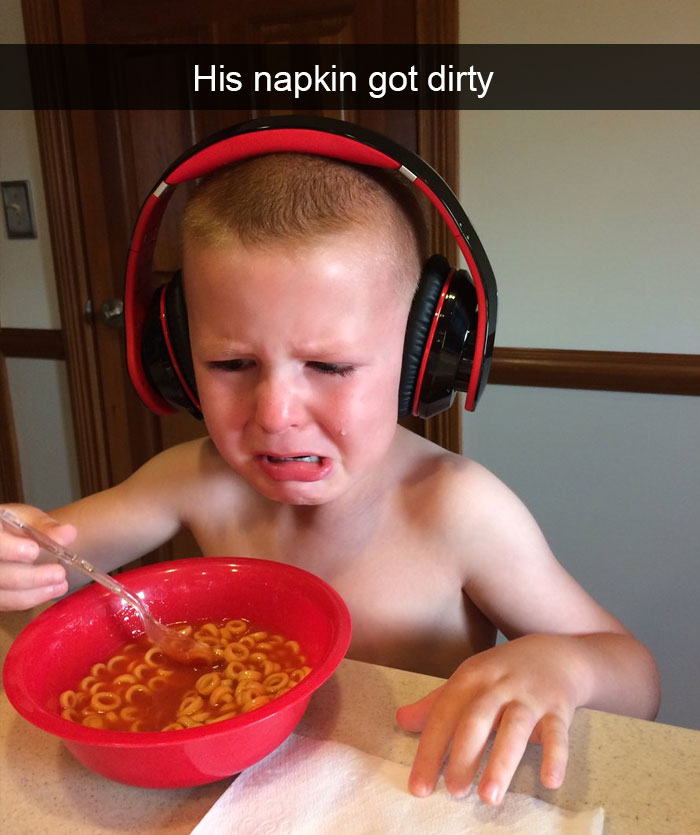His Napkin Got Dirty