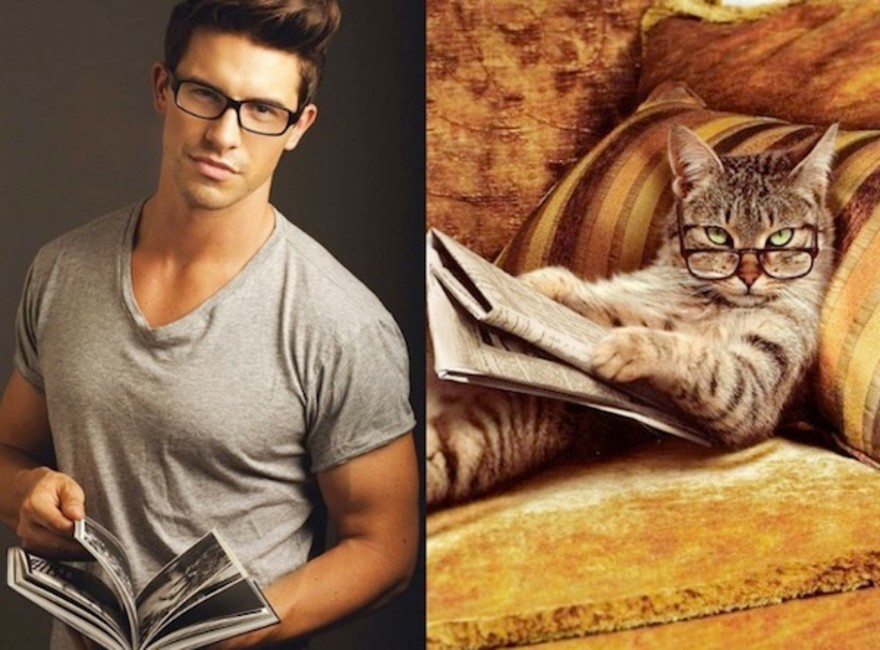 20+ Hilarious Photos Of Male Models And Cats Striking The Same Poses