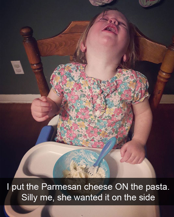 I Put The Parmesan Cheese On The Pasta. Silly Me, She Wanted It On The Side