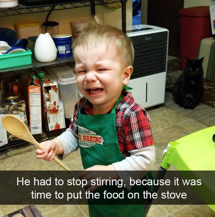 He Had To Stop Stirring, Because It Was Time To Put The Food On The Stove