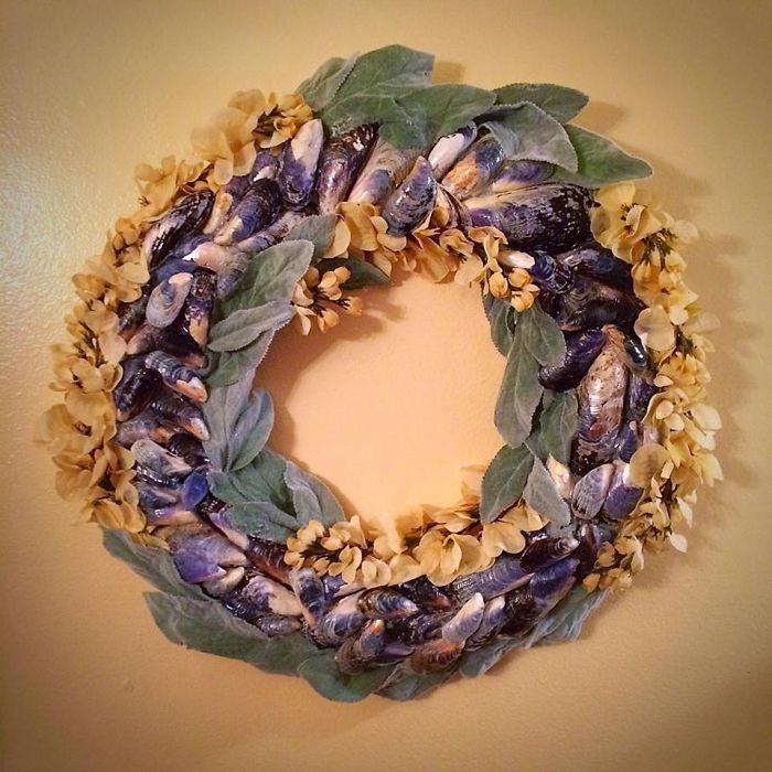 California Blue Mussel Shell Wreath