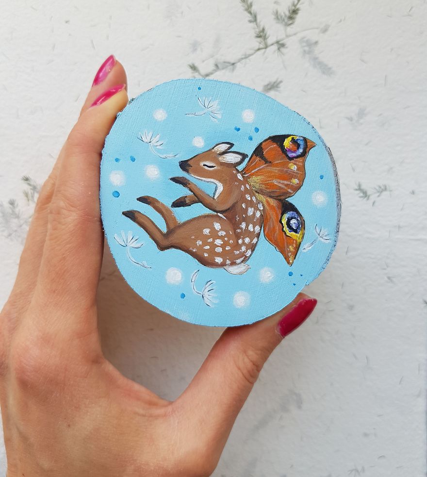 I Love To Paint On Wood Pieces Found During My Forest Wanderings.