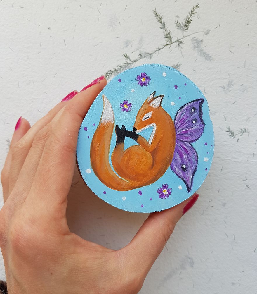 I Love To Paint On Wood Pieces Found During My Forest Wanderings.