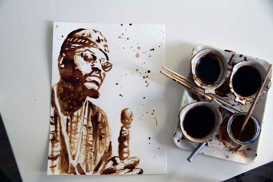 I Am A Coffee Addict, And I Love To Paint Portraits With It! I Am A Coffee Addict, And I Love To Paint Portraits With It!