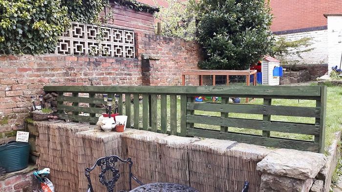 Fence For The Garden To Make The Drop Safer For My Kids. Made From Recycled Pallets