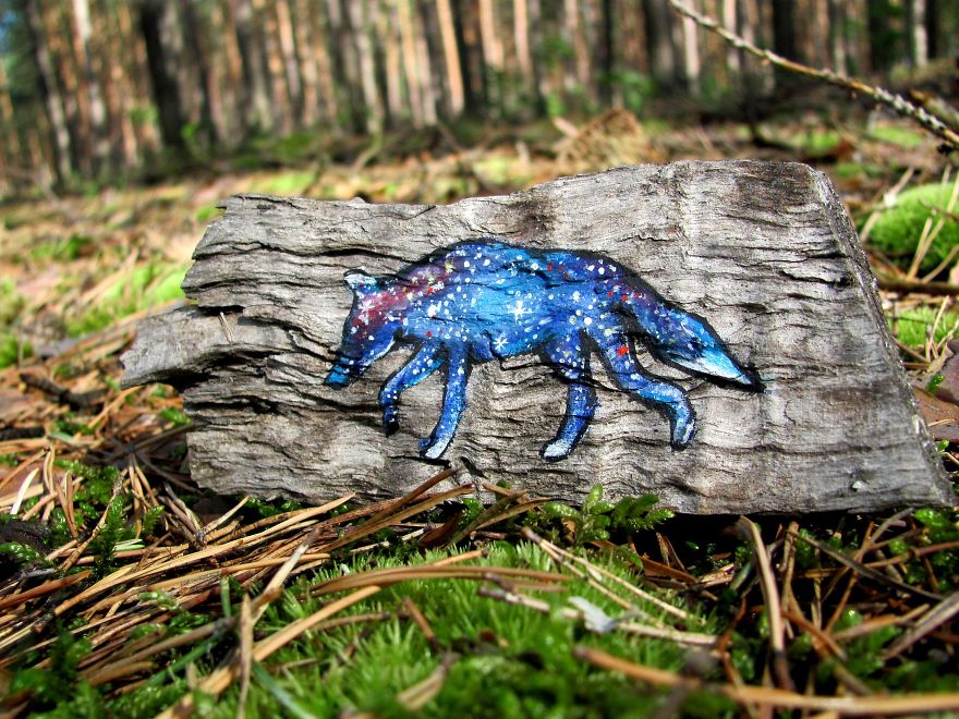 I Love To Paint On Wood Pieces Found During My Forest Wanderings.
