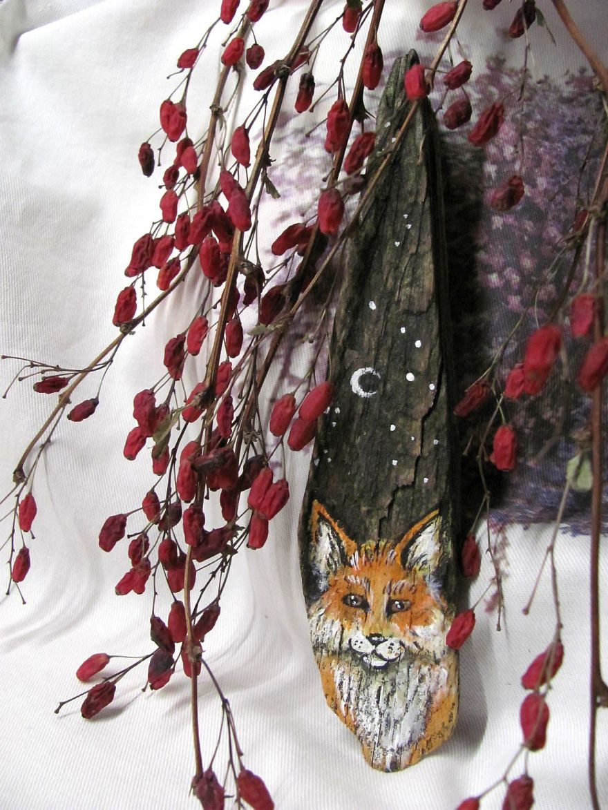 I Love To Paint On Wood Pieces Found During My Forest Wanderings.