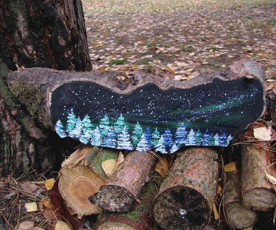 I Love To Paint On Wood Pieces Found During My Forest Wanderings.