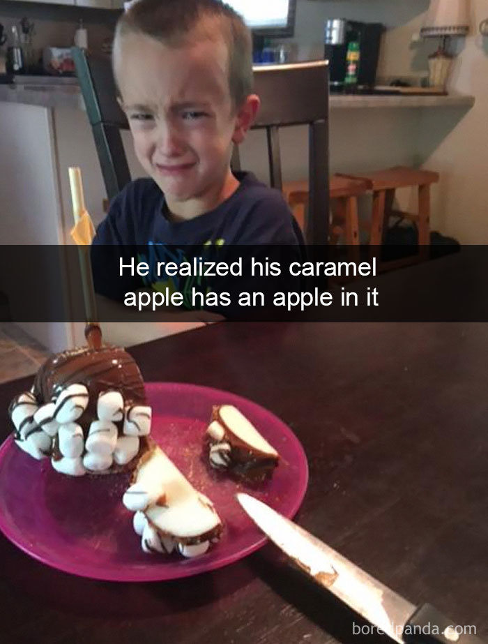 He Realized His Caramel Apple Has An Apple In It