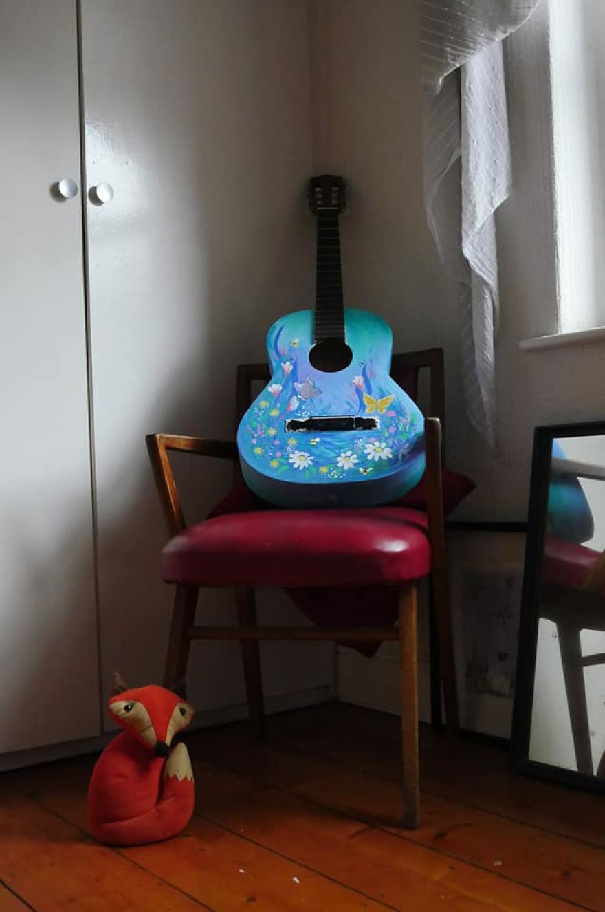 I Was Commissioned To Paint A Guitar To Reflect The Owner's Personality