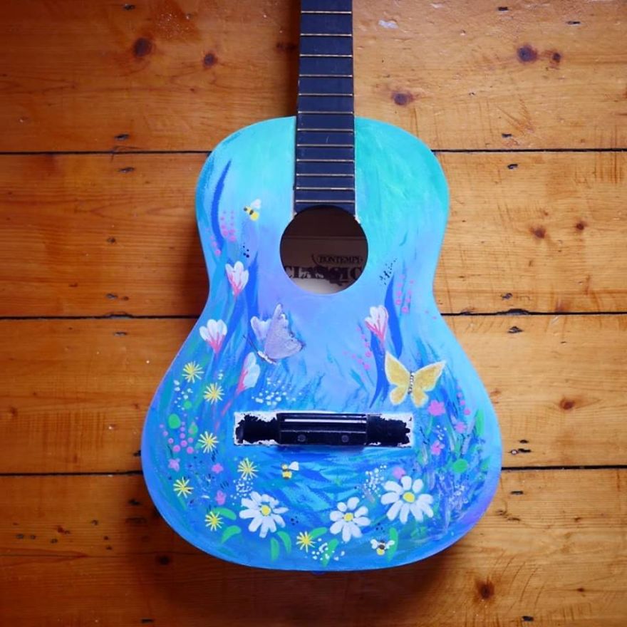 I Was Commissioned To Paint A Guitar To Reflect The Owner's Personality