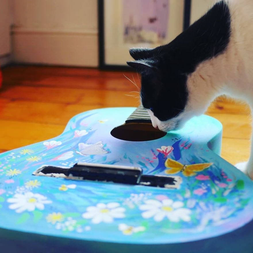 I Was Commissioned To Paint A Guitar To Reflect The Owner's Personality