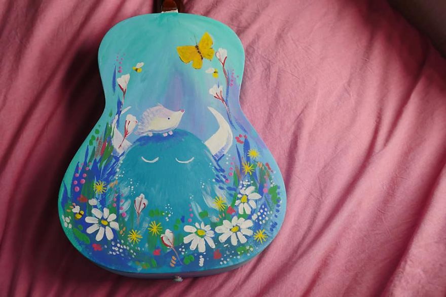 I Was Commissioned To Paint A Guitar To Reflect The Owner's Personality