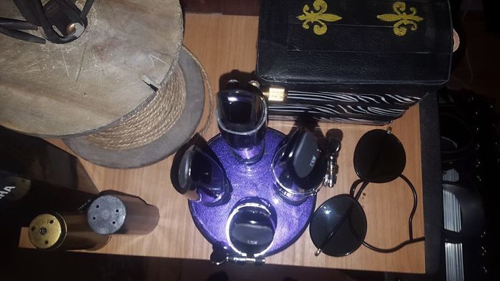 Mouthpiece Stand, Made From An Old Lid, Some Paper Rolls, Spare Leather Pieces, And Som Vinyl And Glue :)