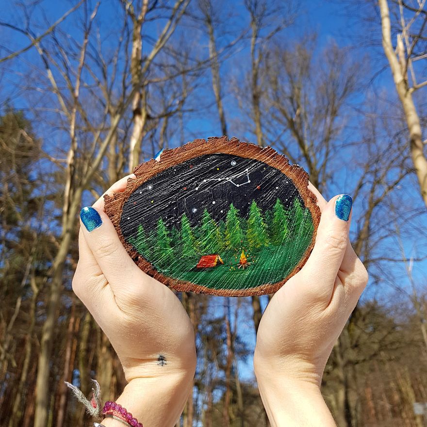I Love To Paint On Wood Pieces Found During My Forest Wanderings.