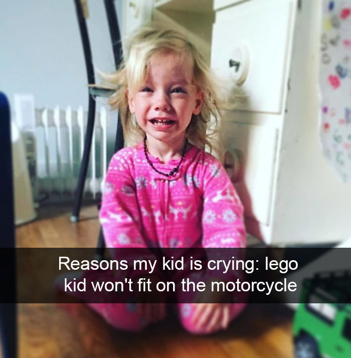 Reasons My Kid Is Crying: Lego Kid Won't Fit On The Motorcycle