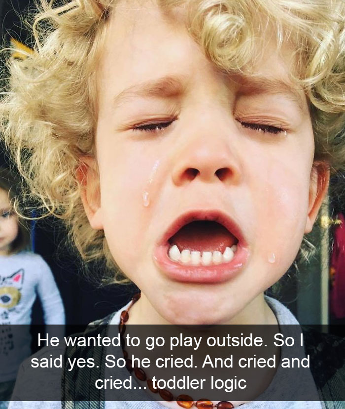 He Wanted To Go Play Outside. So I Said Yes. So He Cried. And Cried And Cried.... Toddler Logic