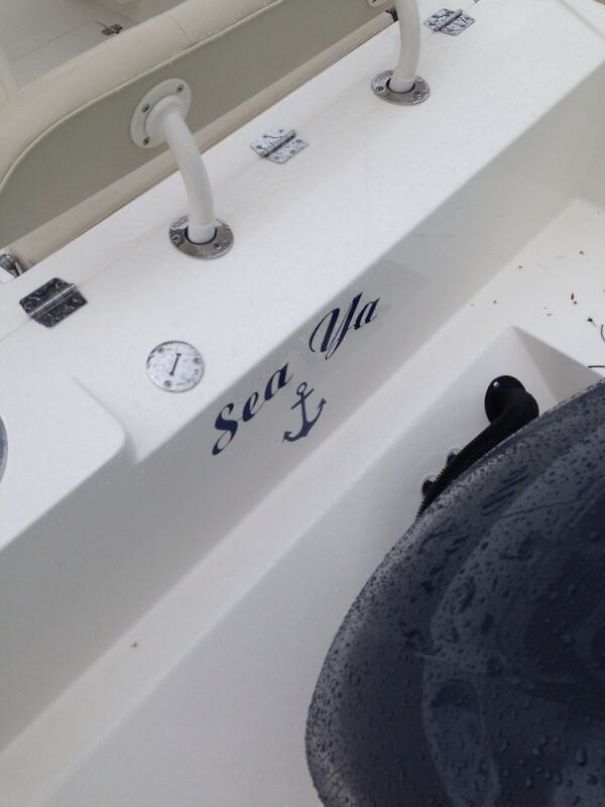 Funny white boat name 