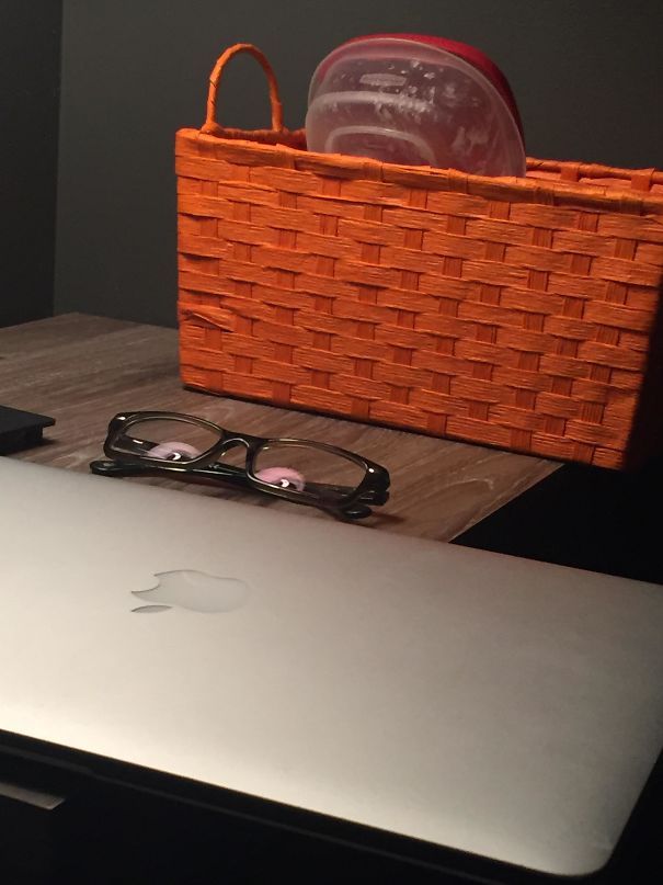 The Reflection Of The Lamp Gives My Glasses Eyeballs