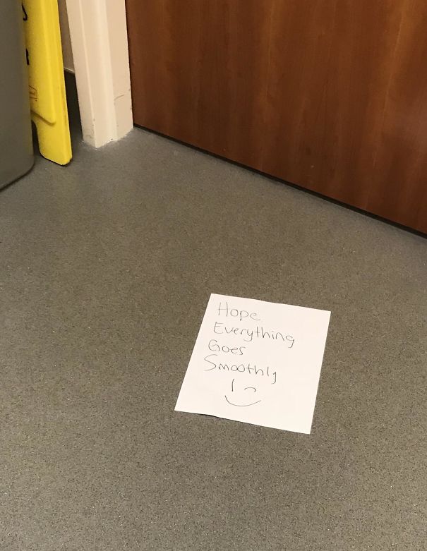 My Boss Slid This Under The Bathroom Door For Me