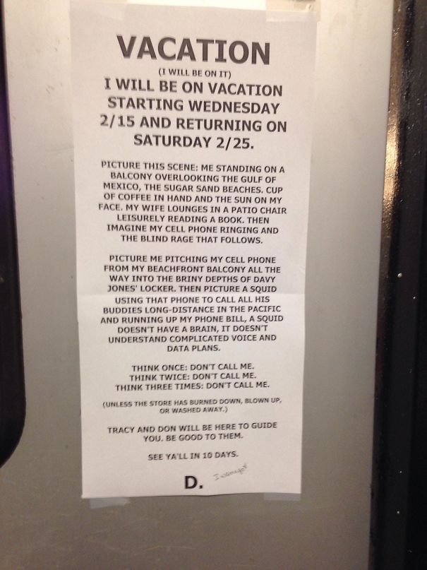 My Manager Left For Vacation And He Left This Note