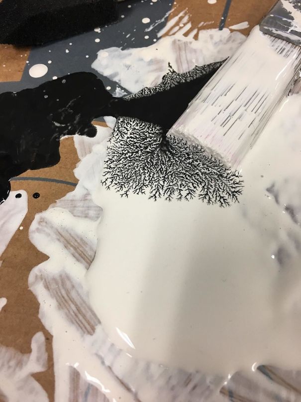 Was Painting A Project When The Black And White Paint Mixed And Made This Design