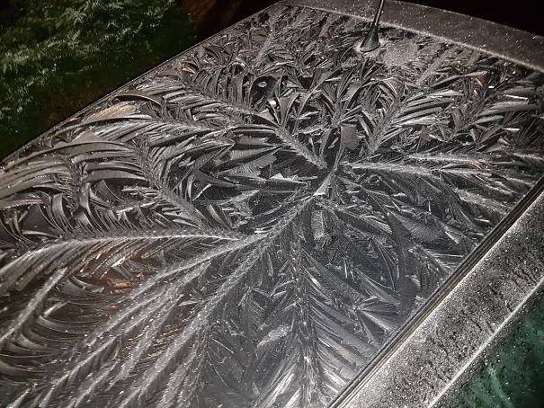 The Icy Roof Of My Car Looked Like A Painting This Morning