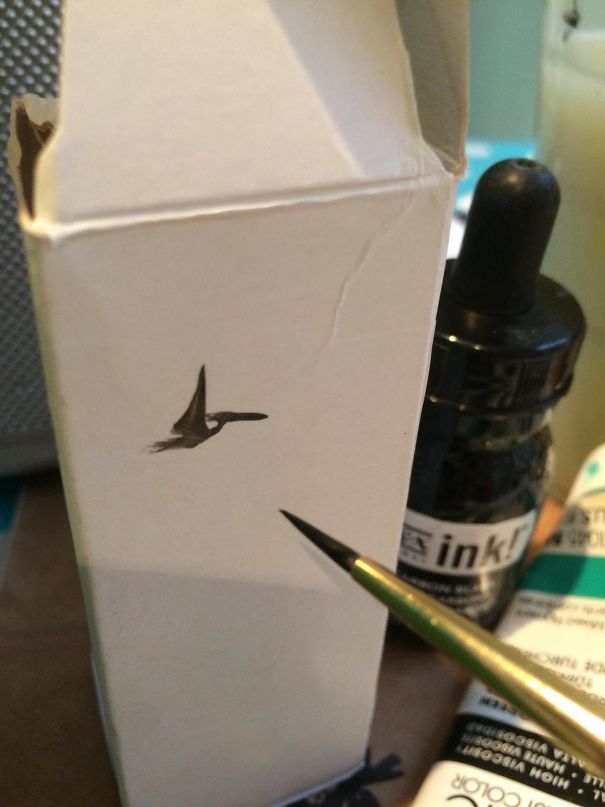 Accidental Ink Splodge Looks Like A Flying Pterodactyl