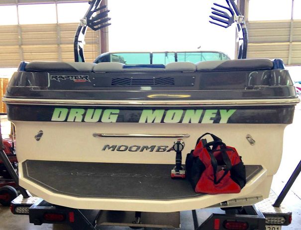 Funny boat in a garage name 