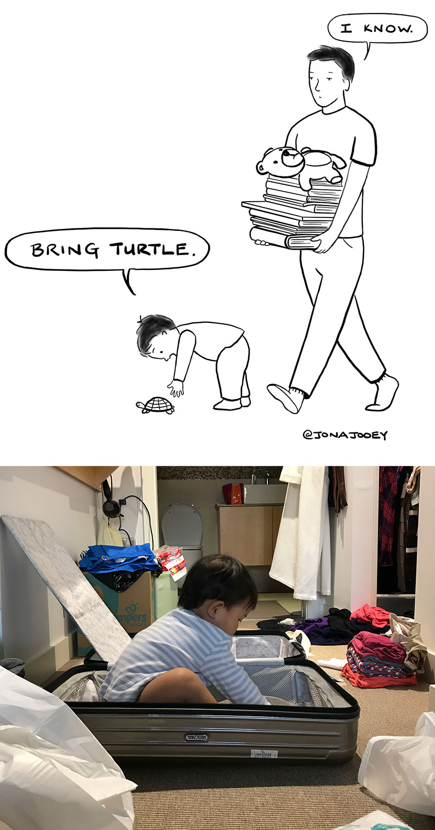 85% Of The Suitcase Space Belongs To Him