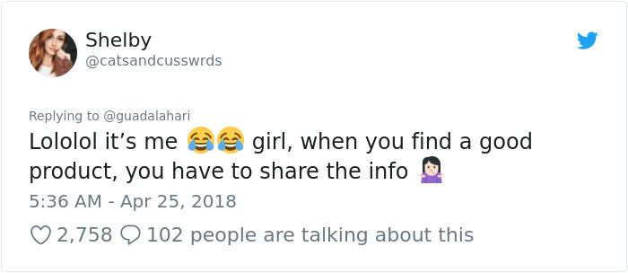 Tweet about viral eyeliner review showing emojis and engagement metrics.