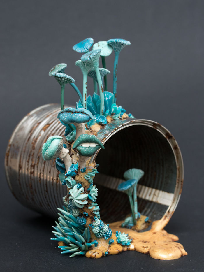 Artist Makes Unexpectedly Colorful Life Forms Grow Out Of Trash