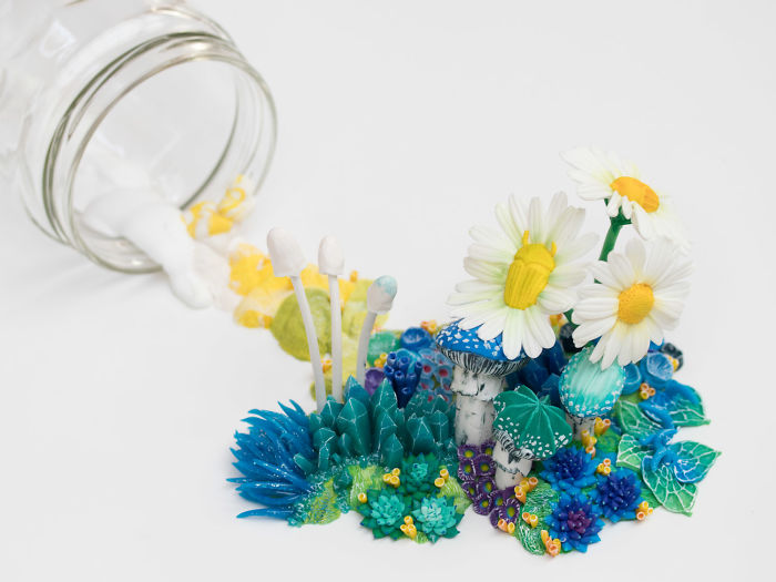 Artist Makes Unexpectedly Colorful Life Forms Grow Out Of Trash