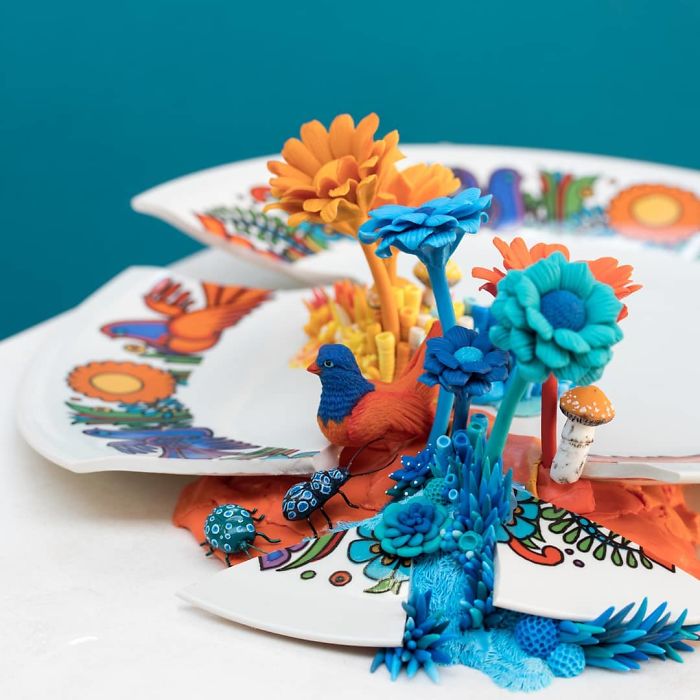 Artist Makes Unexpectedly Colorful Life Forms Grow Out Of Trash