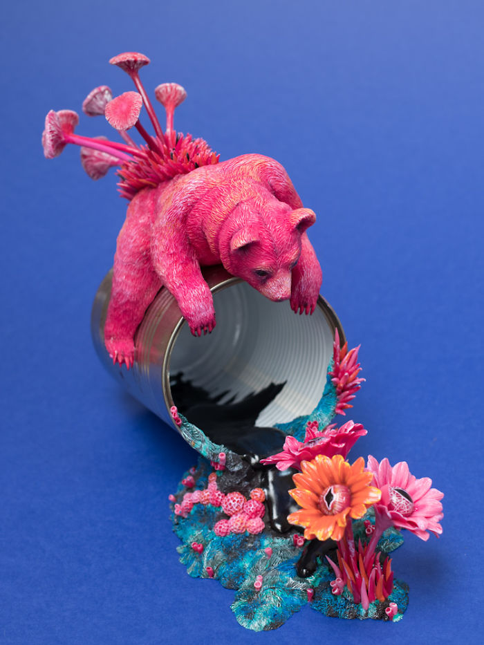 Artist Makes Unexpectedly Colorful Life Forms Grow Out Of Trash