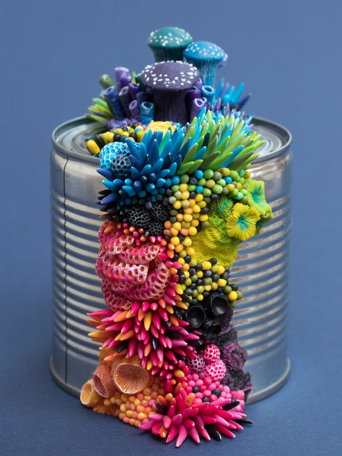 Artist Makes Unexpectedly Colorful Life Forms Grow Out Of Trash