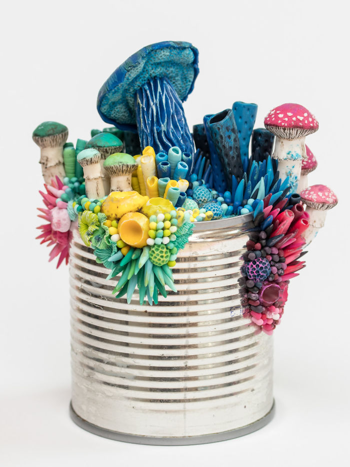 Artist Makes Unexpectedly Colorful Life Forms Grow Out Of Trash