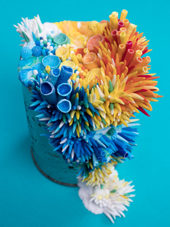 Artist Makes Unexpectedly Colorful Life Forms Grow Out Of Trash