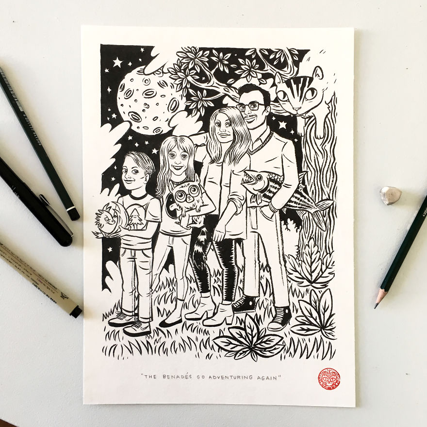 I Create Weird One-Of-A-Kind Cartoonish Family Portraits I Create Weird One-Of-A-Kind Cartoonish Family Portraits