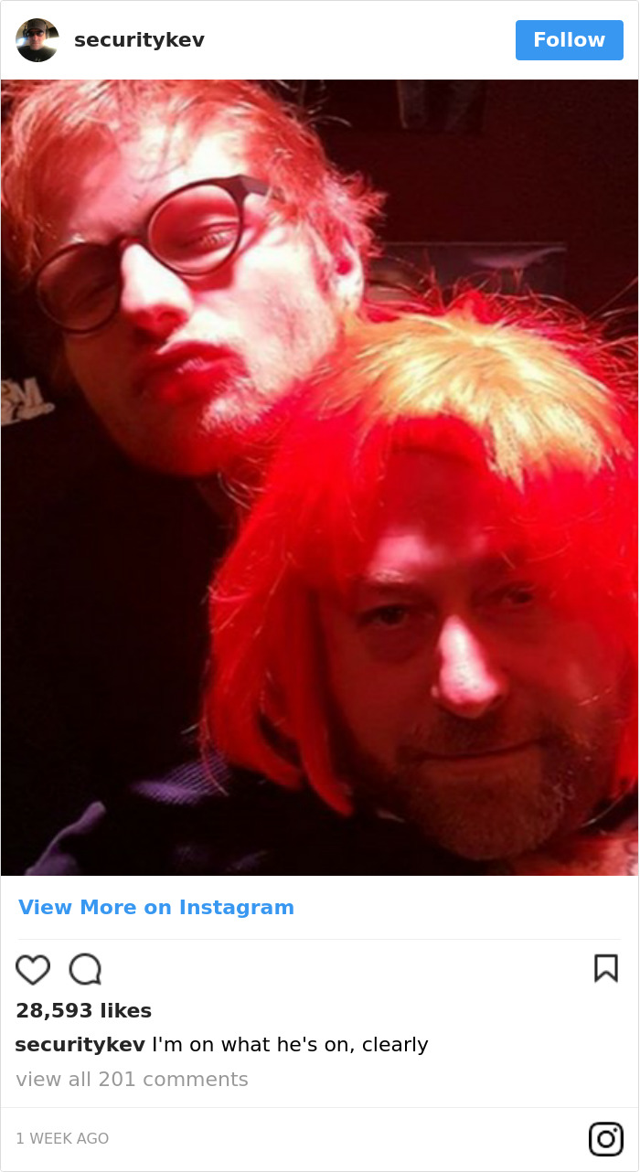 Ed Sheeran's Security Guard Has An Instagram, And It's Better Than His Boss's