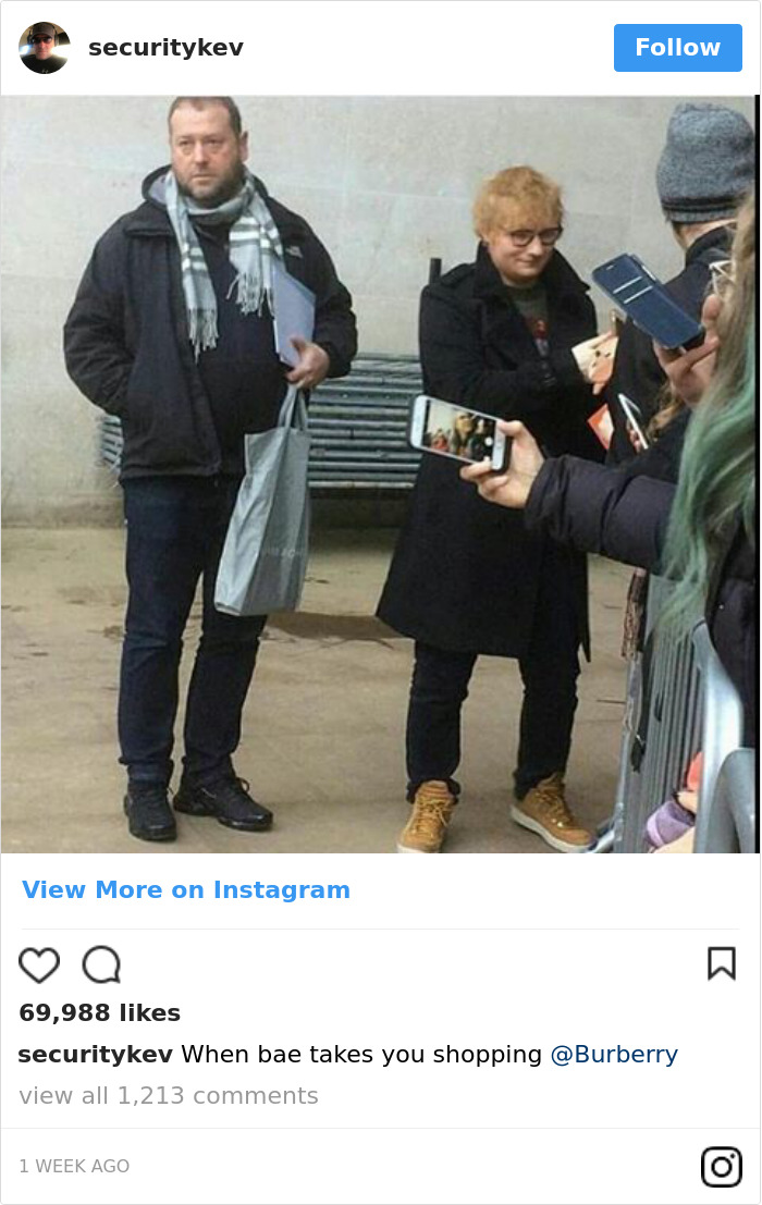 Ed Sheeran's Security Guard Has An Instagram, And It's Better Than His Boss's