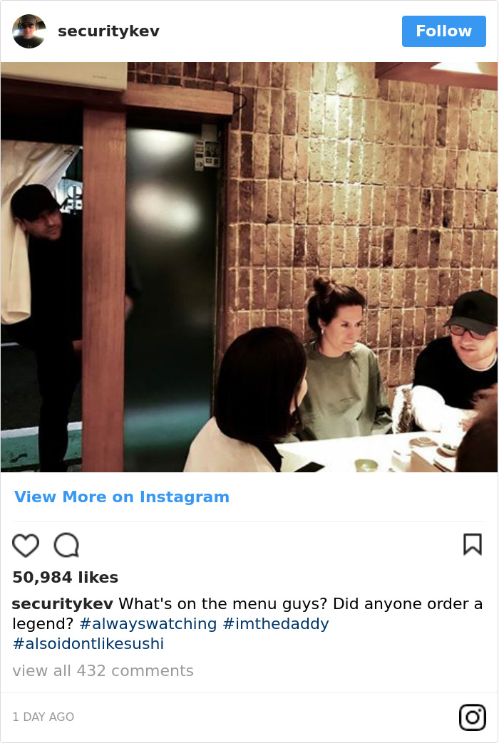 Ed Sheeran's Security Guard Has An Instagram, And It's Better Than His Boss's Ed Sheeran's Security Guard Has An Instagram, And It's Better Than His Boss's