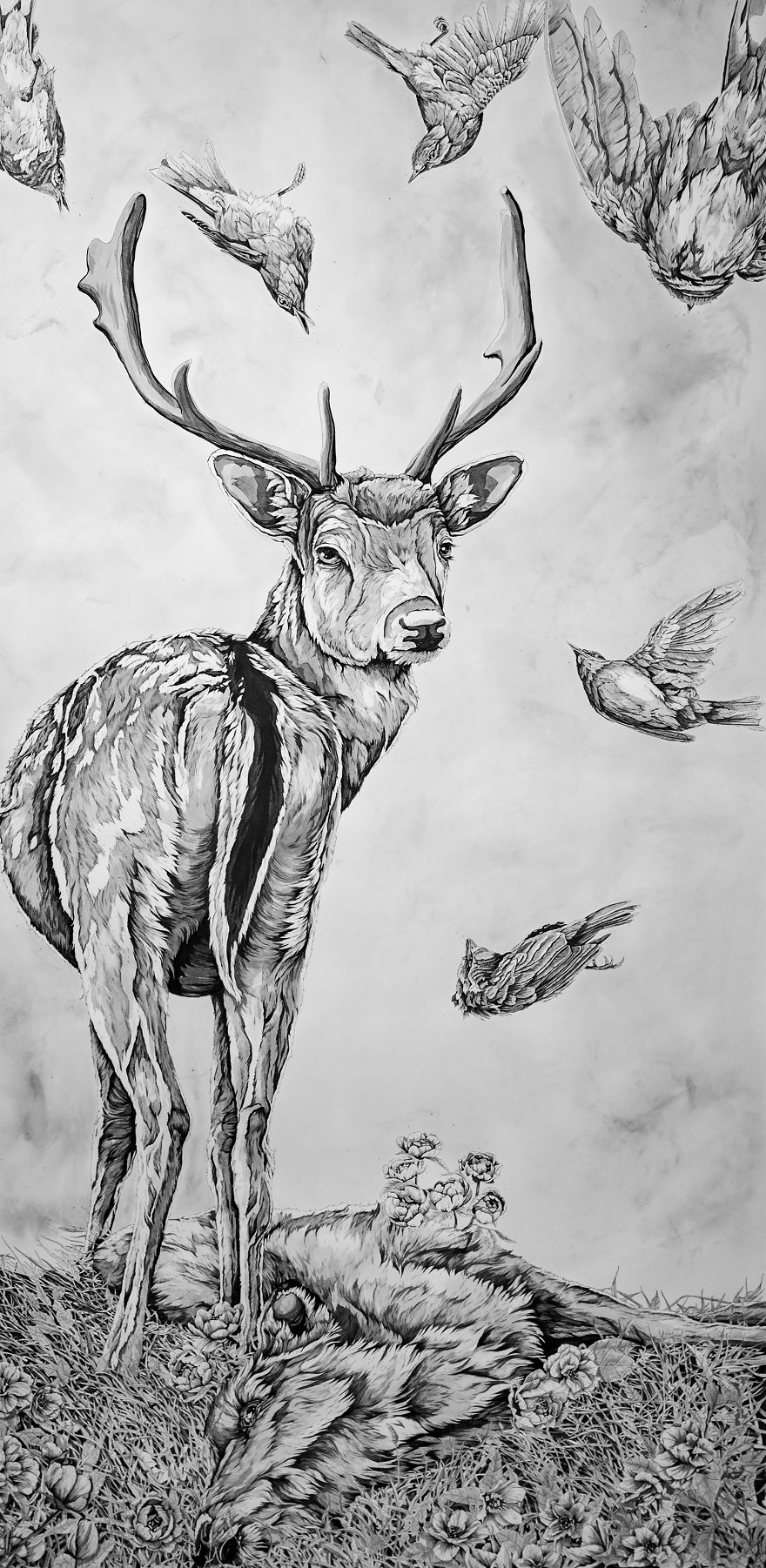 My Detailed Deer Illustration Took Me Two Weeks To Finish, And Here's The Result